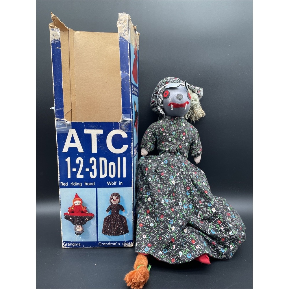 ACT 1-2-3 Doll Vintage Little Red Riding Hood Reversible 3 Faced Wolf Grandma
